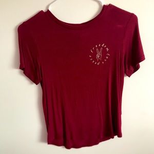 H&M Maroon “Freedom, Love, Peace” T-shirt